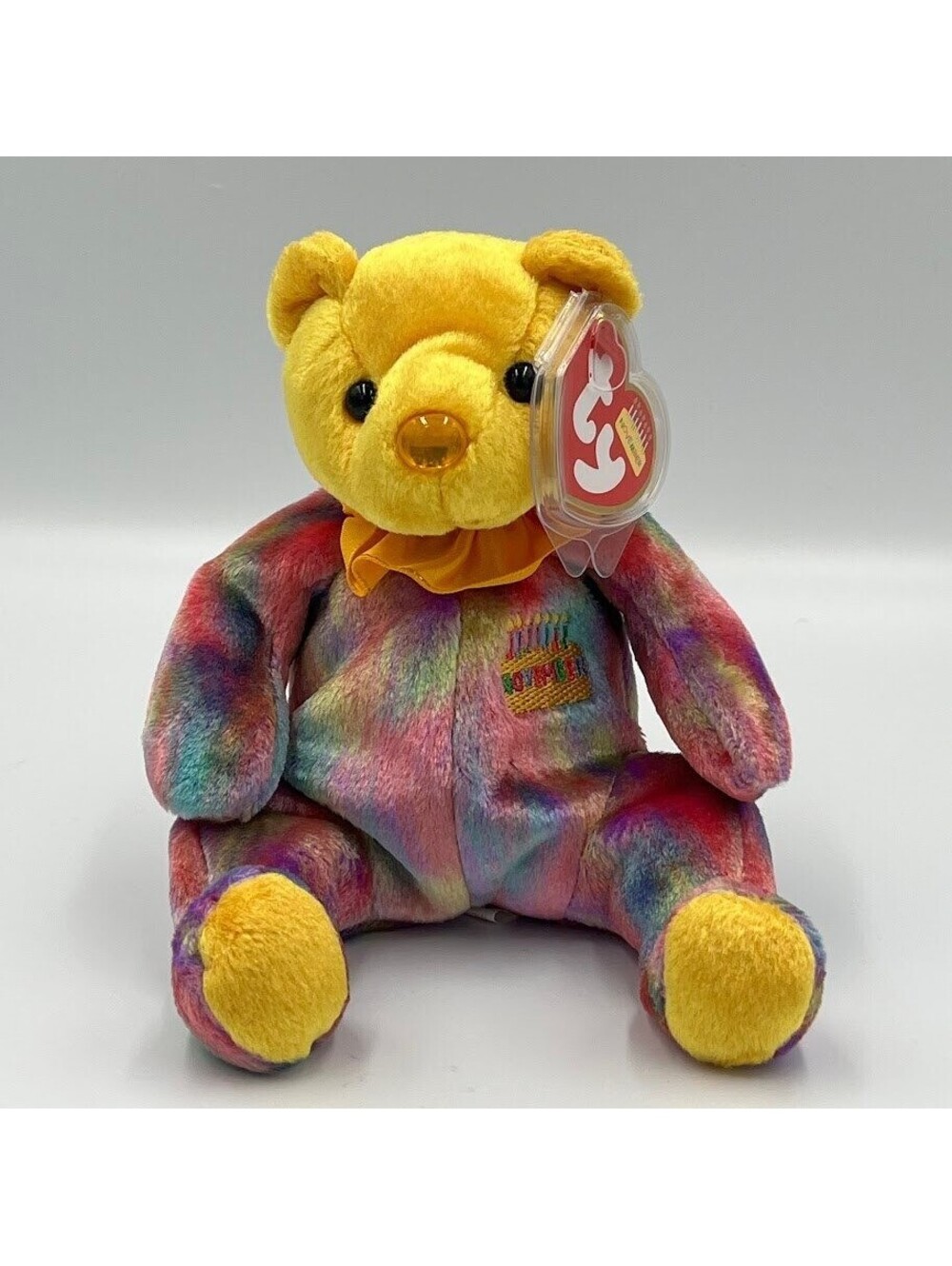 November Birthday Bear Vintage 2001 Ty Beanie Babies Tie Dye MWMTS Tag Protector - Picture 7 of 11